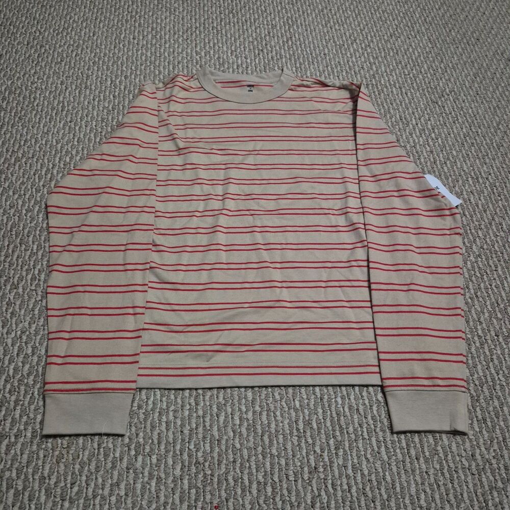 Mode of One Men's Long-Sleeve Relaxed Stripe T-Shirt Cinnamon Brulee Size S